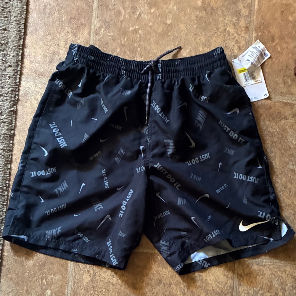 Nike Black Performance 'Just Do It' Logo Shorts size small